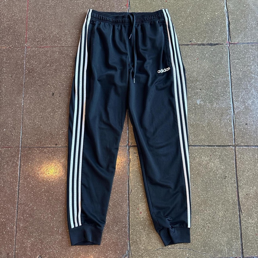 Adidas Black Athletic Pants with Gray Accents
